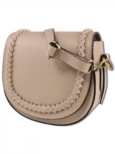 Наплечная сумка Toscanto Schultertasche, Umhängetasche Leder taupe, beige ca. 21cm
