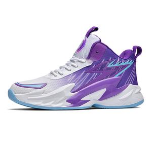 Устойчивые к скольжению, износостойкие, дышащие баскетбольные кроссовки Mid Top Unisex Black-tailed Deer в цвете бело-синий