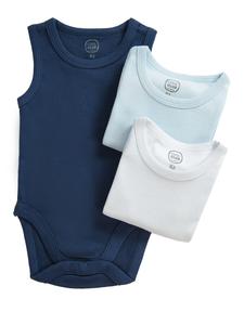 Комбинезон/боди Cool Club, светло-синий/темно-синий/белый