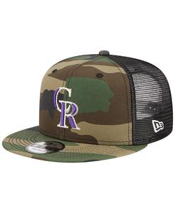 Мужская камуфляжная кепка Snapback Colorado Rockies Woodland Camo Trucker 9FIFTY New Era