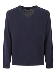 Свитер с V-образным вырезом Zegna, синий