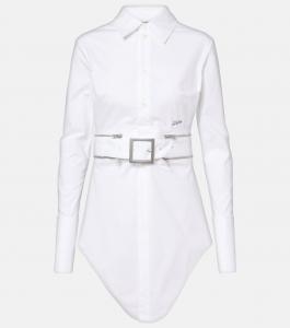 Платье-рубашка из хлопковой смеси с поясом Jean Paul Gaultier, белый