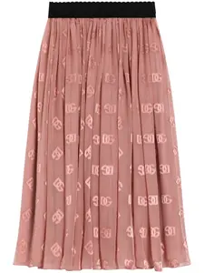 Юбка макси с вышитым логотипом Dolce & Gabbana Kids, розовый