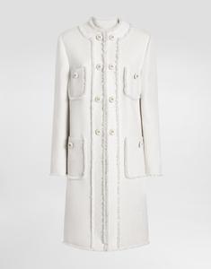 Однобортное пальто из рашель-твида Dolce & Gabbana, белый