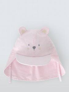Детская шапочка Keppie с полосками и мишкой John Lewis, Pink