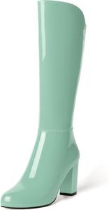 Женские вечерние модные ботильоны MODENCOCO с круглыми носками, лакированной застежкой-молнией, сексуальные на толстом каблуке, 8,4 см