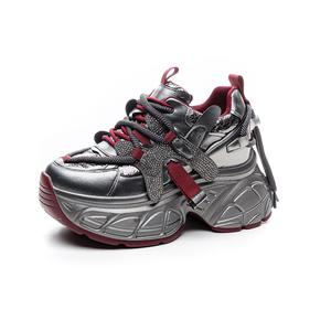 The mystery of glamour Женские кроссовки на платформе с эффектом увеличения роста красные, цвет Red