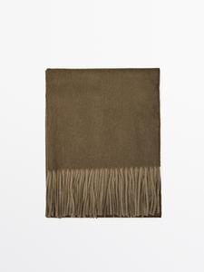 Двусторонний шарф из 100% шерсти Massimo Dutti, зеленый