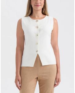 Женский свитер с круглым вырезом и пуговицами Ellen Tracy, Marshmallow