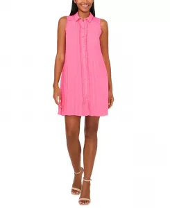 Женское платье без рукавов с волнистым краем, плиссированное, на пуговицах CeCe, розовый