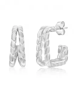 Серьги из стерлингового серебра, двухрядные, квадратные Simona, silver