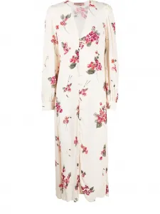 Платье миди с цветочным принтом Twinset, кремовый