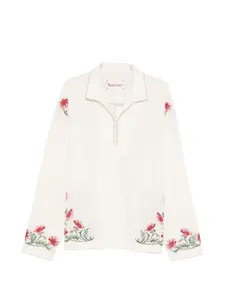 Поло Bernie с цветочной вышивкой Baziszt, бежевый