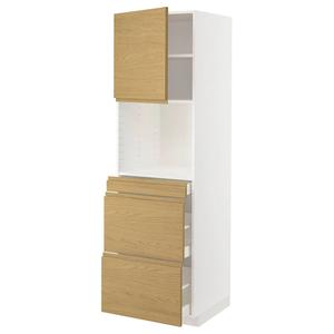 Hi cab f micro combi с дверью/3 ящиками METOD/MAXIMERA IKEA, 60x60x200 см, цвет white/voxtorp oak effect