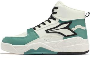 Обувь для скейтбординга Мужская с высоким верхом, белая/бирюзовая 361°