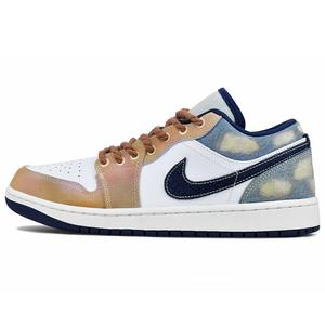 Jordan Кроссовки мужские Air 1 устойчивые к истиранию низкие винтажные баскетбольные коричневые синие, цвет Brown Blue