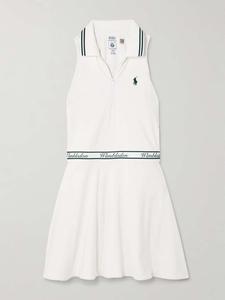 Теннисное платье Wimbledon из эластичного трикотажа с вышивкой Polo Ralph Lauren, белый