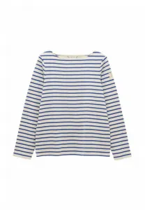 Футболка в бретонском стиле с длинными рукавами и вырезом-лодочкой стандартного кроя. Joules, Cream/Blue