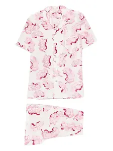 Пижама Emeli Plume с принтом в виде перьев (набор из двух предметов) Olivia Von Halle, белый