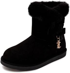 Зимние сапоги Juicy Couture для девочек, теплые с утеплителем, модные ботильоны средней высоты, наружные снежные сапожки для малышей/маленьких детей/старших детей, Black-Kodak
