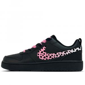Nike Court Borough Black Rose Trace Leather Slip Resistant Abrasion Resistant Low top Kids' Skateboarding Shoes Black