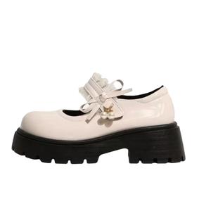 WUJI Женские туфли Мэри Джейн на массивном каблуке экрю, цвет Ecru