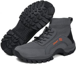 Мужские походные кроссовки для улицы с дышащей сеткой, для бега по тропам, удобные водонепроницаемые трекинговые туфли, легкие походные ботинки без шнурков для плавания и водных видов спорта Qacksv, серый