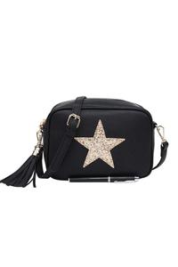 Сумка через плечо с блестящей блестящей звездой и кисточкой Kitise, черный