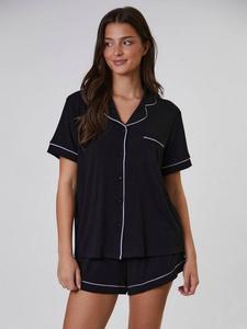 Рифленый классический комплект пижамы с шортами Loungeable, Black