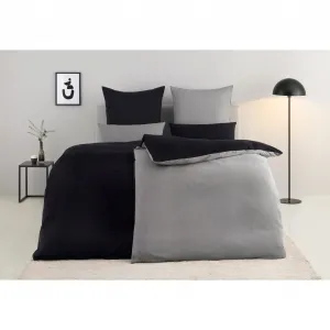 Двустороннее постельное белье мой дом «DESNER2», премиум качества, очень мягкое, однотонное, размером 135х200 см My Home, черный/светло-серый
