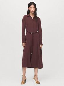 Кадетское платье-рубашка с поясом Mango, Dark Red