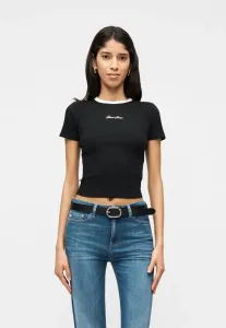 Футболка с контрастной отделкой, базовая футболка Guess Jeans, Jet Black