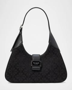 Жаккардовая сумка на плечо с пиковым цветком Kate Spade New York, цвет Black Multi