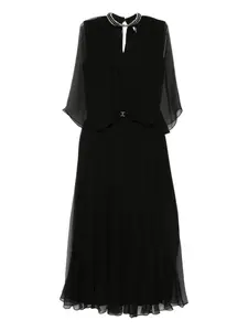 Платье миди в складку, украшенное кристаллами NISSA, черный