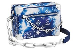 LOUIS VUITTON Миниатюрный мягкий баул с банданой и синим монограммным принтом