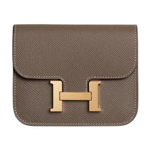 Constance Slim Epsom Кожаная Поясная Сумка С Кошельком Женская 18 Etoupe Слоновая Кость Серый HERMES