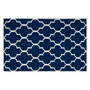 Минималистичный четырехлистный ковер Dhurries из шерсти, сотканный вручную Safavieh, мультиколор, 183x183 см, круглый