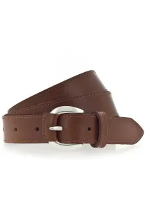 Кожаный ремень Tamaris с пряжкой матового серебра, коричневый
