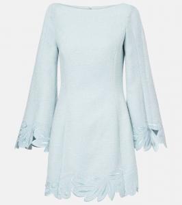 Мини-платье из твида с хлопком и шерстью Oscar de la Renta, Blue Quartz