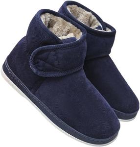 Зимние мужские ботинки Hhhchpm с меховой подкладкой, теплые укороченные ботинки до щиколотки, подходящие для дома и улицы, с противоскользящей подошвой, удобные короткие ботинки, синий