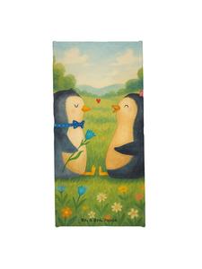 Mr. & Mrs. Panda Пляжное полотенце с изображением пары пингвинов, без надписи, нежно-голубого цвета