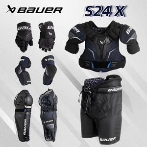 BAUER Комплект для хоккея S24 X, детский и взрослый для сухого льда, [юношеский набор из 3 предметов], нагрудник/налокотники/щитки, L