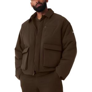 Мужская пуховая куртка с отворотом, умеренной длины Alo Yoga, коричневый/espresso