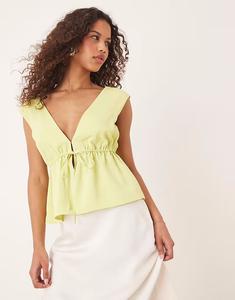 Топ Abercrombie & Fitch с открытым завязкой спереди цвета лайма