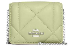 Кожаная цепочная сумка, плечевая сумка, мини-кроссбоди женская зеленая COACH