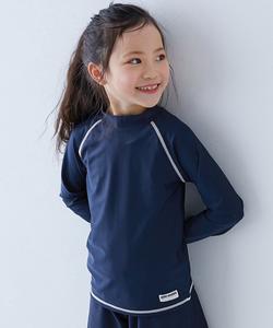 Футболка с длинными рукавами для защиты от УФ-излучения, рашгард для школьных купальников (весна/лето 2018) Devirock, цвет 002-Navy-White