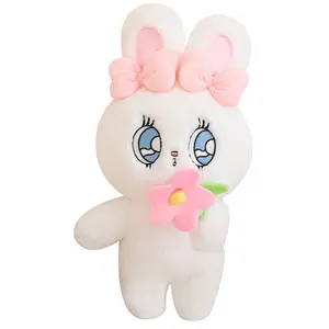 Плюшевая игрушка милый кролик, высота 10см/27см/35см/40см/50см MERCONSER, Bunny Holding Flower Plush Toy (35Cm)