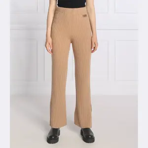 Шерстяные трикотажные брюки свободного кроя с добавлением кашемира Twin-Set, коричневый