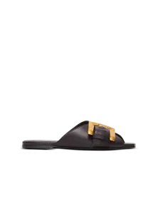 Босоножки Anthem из гладкой телячьей кожи на плоской подошве Balmain, черный