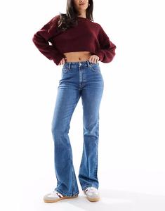 Джинсы-клеш ASOS DESIGN со средней посадкой, аутентичные, темно-синего цвета